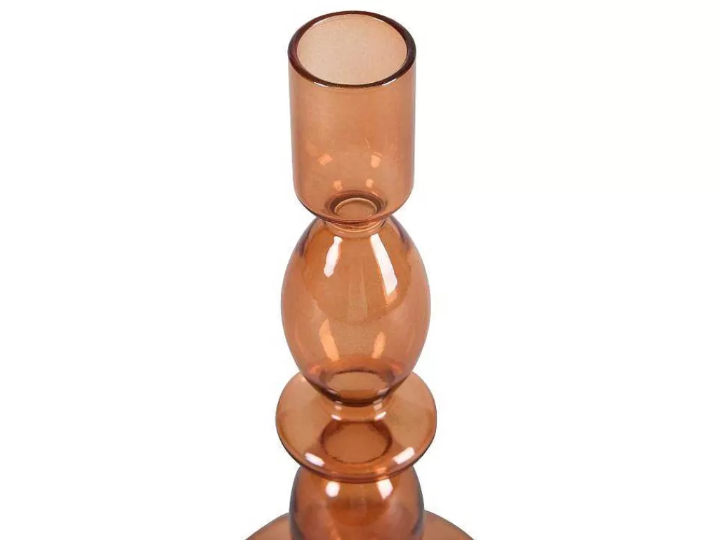 Castiçais Decorativos E Velas*OZAIA Conjunto De 2 Castiçais A. 21 E 18,5 Cm Vidro Laranja - Kandie