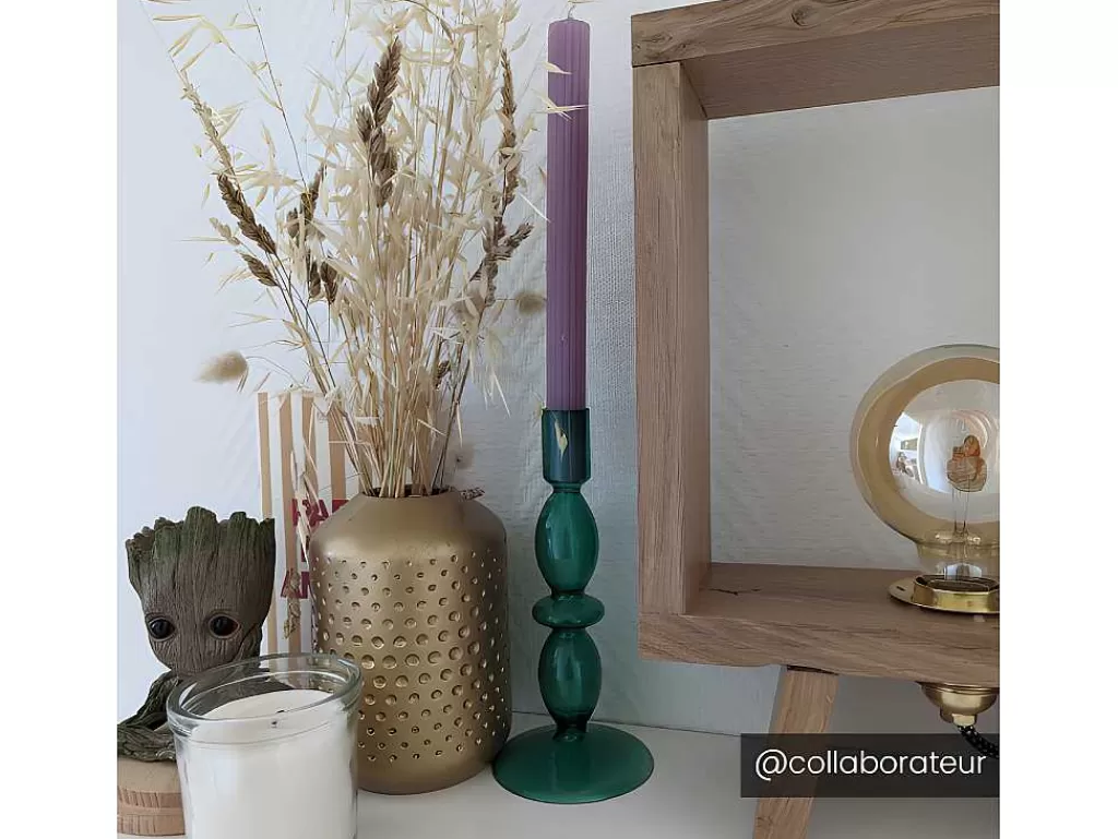 Promoções Decoração*OZAIA Conjunto De 2 Castiçais D. 9 X A. 21 Cm E D. 9 E A. 18,5 Cm Vidro Verde - Kandie