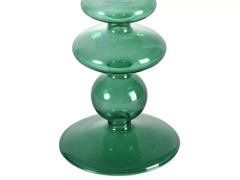 Promoções Decoração*OZAIA Conjunto De 2 Castiçais D. 9 X A. 21 Cm E D. 9 E A. 18,5 Cm Vidro Verde - Kandie