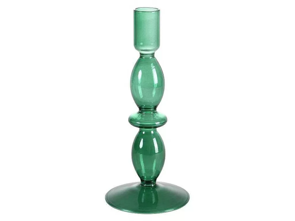 Promoções Decoração*OZAIA Conjunto De 2 Castiçais D. 9 X A. 21 Cm E D. 9 E A. 18,5 Cm Vidro Verde - Kandie