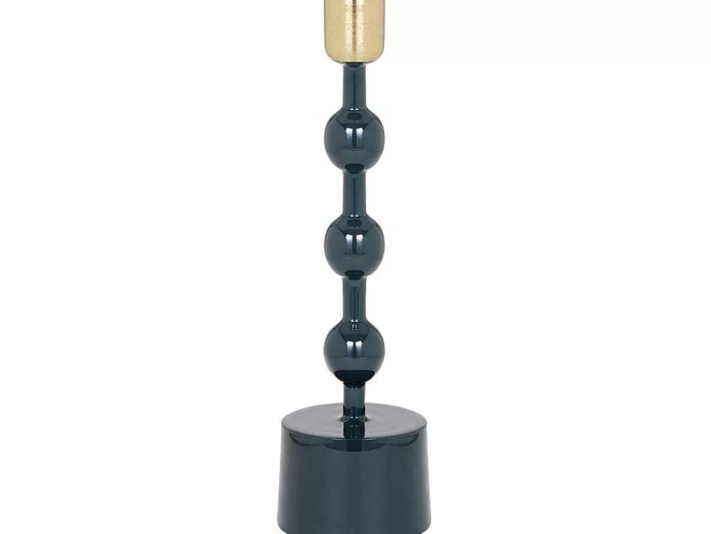 Castiçais Decorativos E Velas*OZAIA Conjunto De 2 Castiçais Em Aluminio Esmaltado A. 26,5 Cm X A. 22 Cm Azul-Esverdeado - Parina