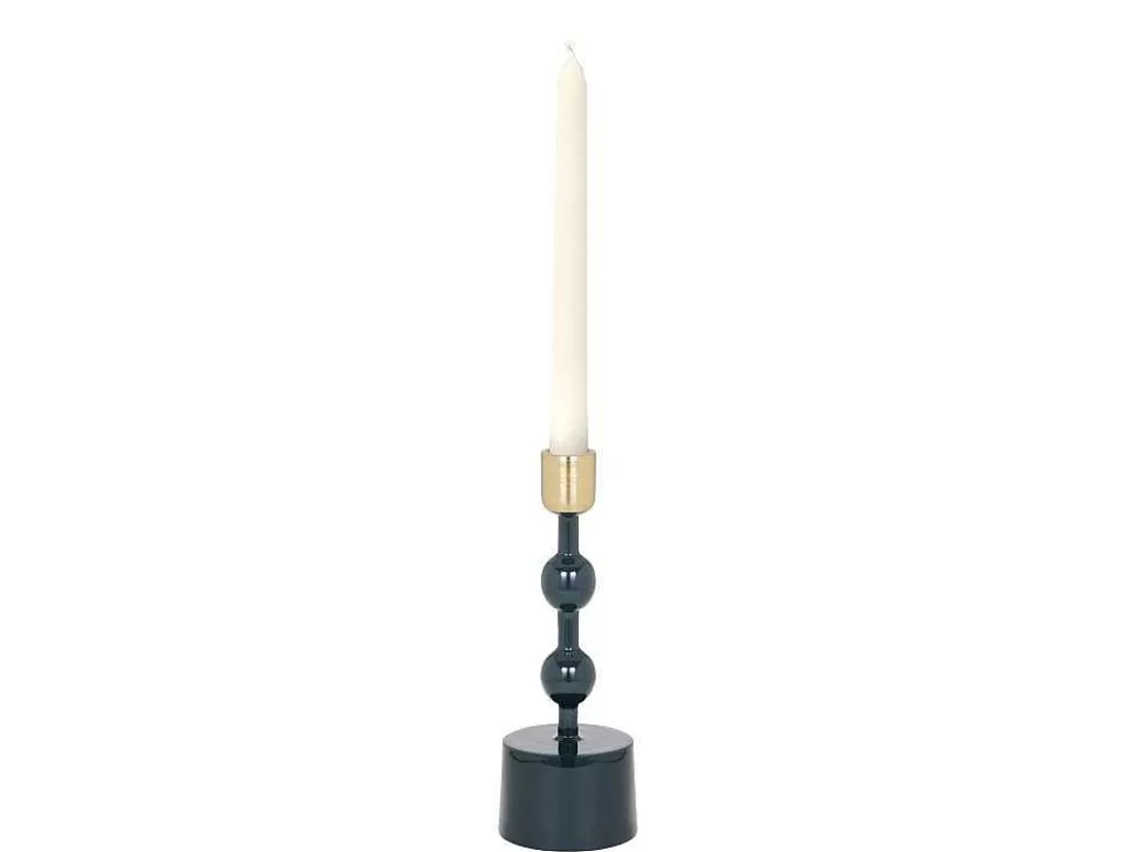 Castiçais Decorativos E Velas*OZAIA Conjunto De 2 Castiçais Em Aluminio Esmaltado A. 26,5 Cm X A. 22 Cm Azul-Esverdeado - Parina