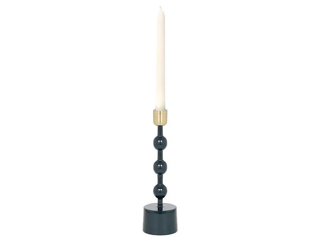 Castiçais Decorativos E Velas*OZAIA Conjunto De 2 Castiçais Em Aluminio Esmaltado A. 26,5 Cm X A. 22 Cm Azul-Esverdeado - Parina