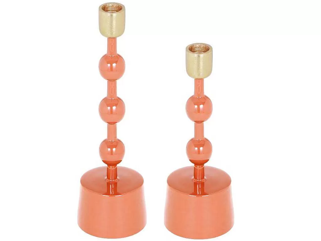 Castiçais Decorativos E Velas*OZAIA Conjunto De 2 Castiçais Em Aluminio Esmaltado A. 26,5 Cm X A. 22 Cm Terracota - Parina