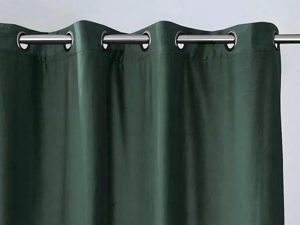Têxtil De Casa*OZAIA Conjunto De 2 Cortinas De Escurecimento Em Veludo C. 135 X A. 250 Cm Verde Com Ilhos Prateados - Darrel