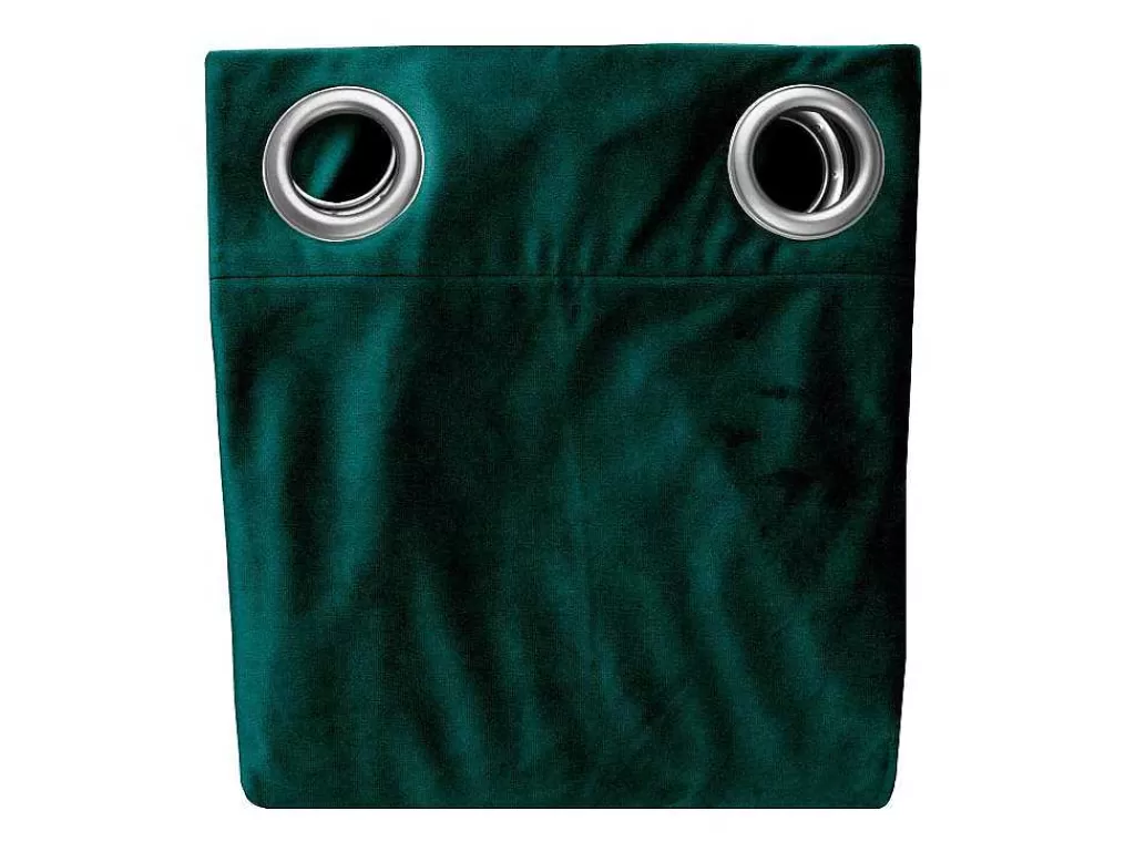 Têxtil De Casa*OZAIA Conjunto De 2 Cortinas De Escurecimento Em Veludo C. 135 X A. 250 Cm Verde Com Ilhos Prateados - Darrel