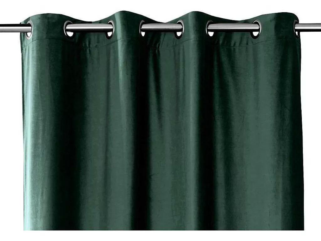 Têxtil De Casa*OZAIA Conjunto De 2 Cortinas De Escurecimento Em Veludo C. 135 X A. 250 Cm Verde Com Ilhos Prateados - Darrel