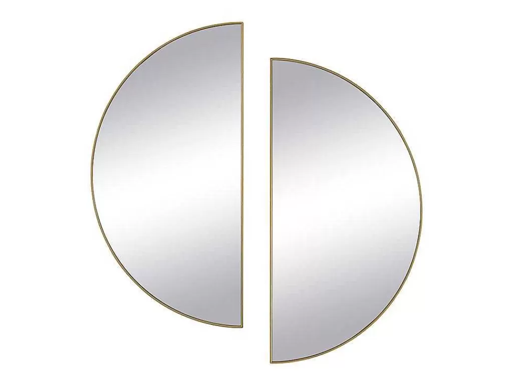 Espelhos*OZAIA Conjunto De 2 Espelhos Semicirculo Design Em Metal C50 X A100 Cm Dourado - Gavra