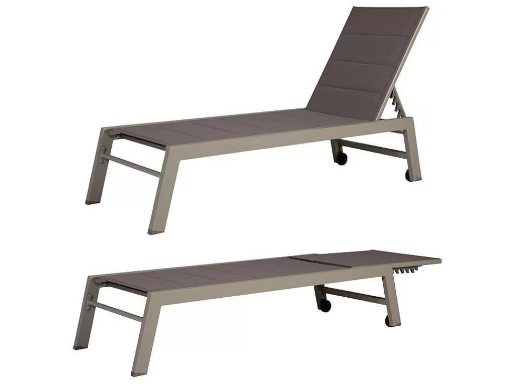 Espreguiçadeira*Happy Garden Conjunto De 2 Espreguiçadeiras Barbados Em Taupe Têxtilene - Taupe Aluminium