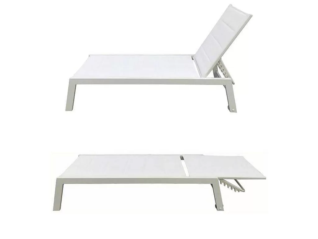 Espreguiçadeira*Happy Garden Conjunto De 2 Espreguiçadeiras Barbados Em Têxtileno Branco - Aluminio Branco