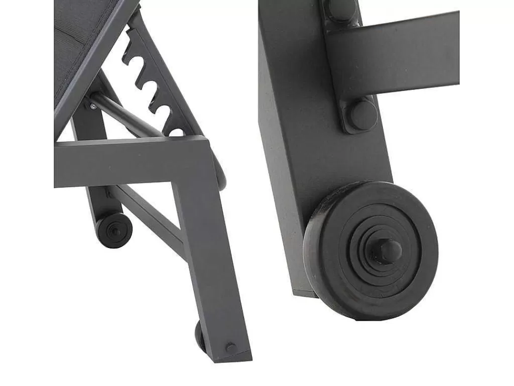 Espreguiçadeira*Happy Garden Conjunto De 2 Espreguiçadeiras Barbados Em Têxtileno Preto - Aluminio Cinzento Antracite