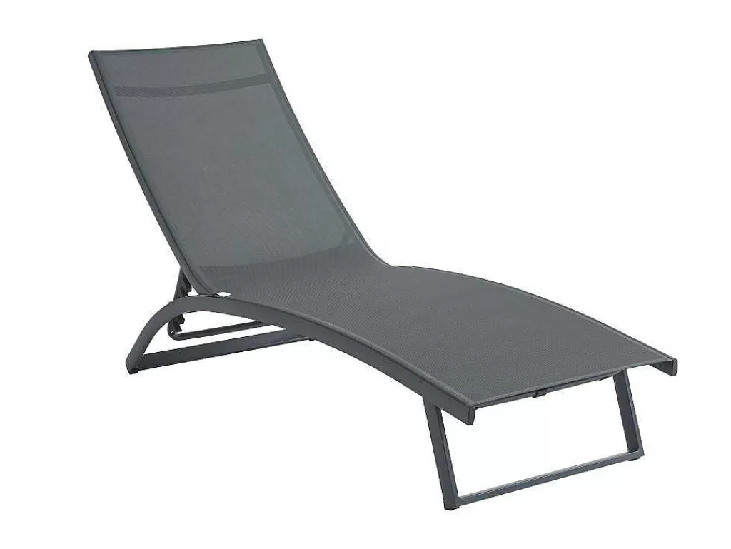Espreguiçadeira*MYLIA Conjunto De 2 Espreguiçadeiras Com Varias Posicoes Aluminio E Têxtileno Antracite - Saranda De