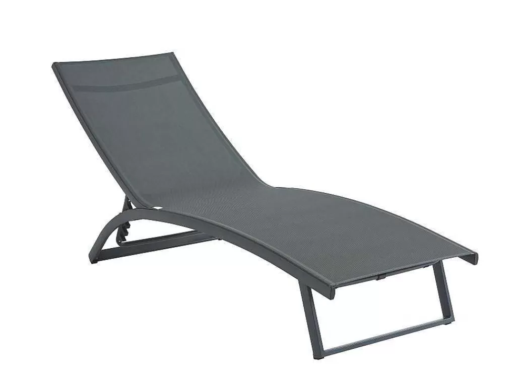 Espreguiçadeira*MYLIA Conjunto De 2 Espreguiçadeiras Com Varias Posicoes Aluminio E Têxtileno Antracite - Saranda De