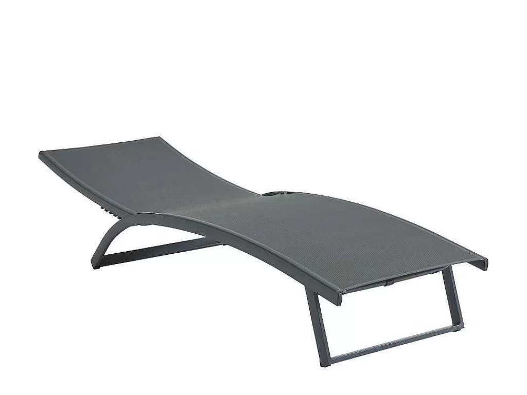 Espreguiçadeira*MYLIA Conjunto De 2 Espreguiçadeiras Com Varias Posicoes Aluminio E Têxtileno Antracite - Saranda De