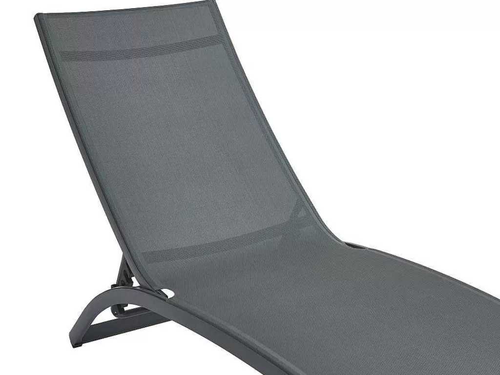 Espreguiçadeira*MYLIA Conjunto De 2 Espreguiçadeiras Com Varias Posicoes Aluminio E Têxtileno Antracite - Saranda De