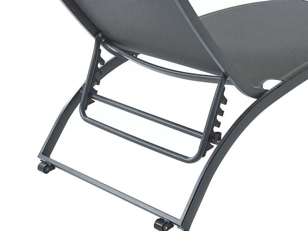 Espreguiçadeira*MYLIA Conjunto De 2 Espreguiçadeiras Com Varias Posicoes Aluminio E Têxtileno Antracite - Saranda De
