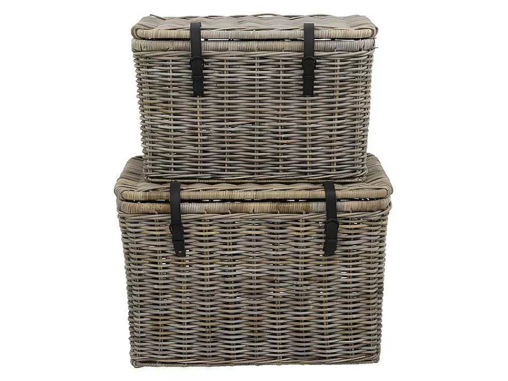 Acessórios De Arrumação*OZAIA Conjunto De 2 Malas Em Kubu De C80 X L45 X A55 Cm E C70 X L35 X A45 Cm Cor Cinza Natural - Nefta