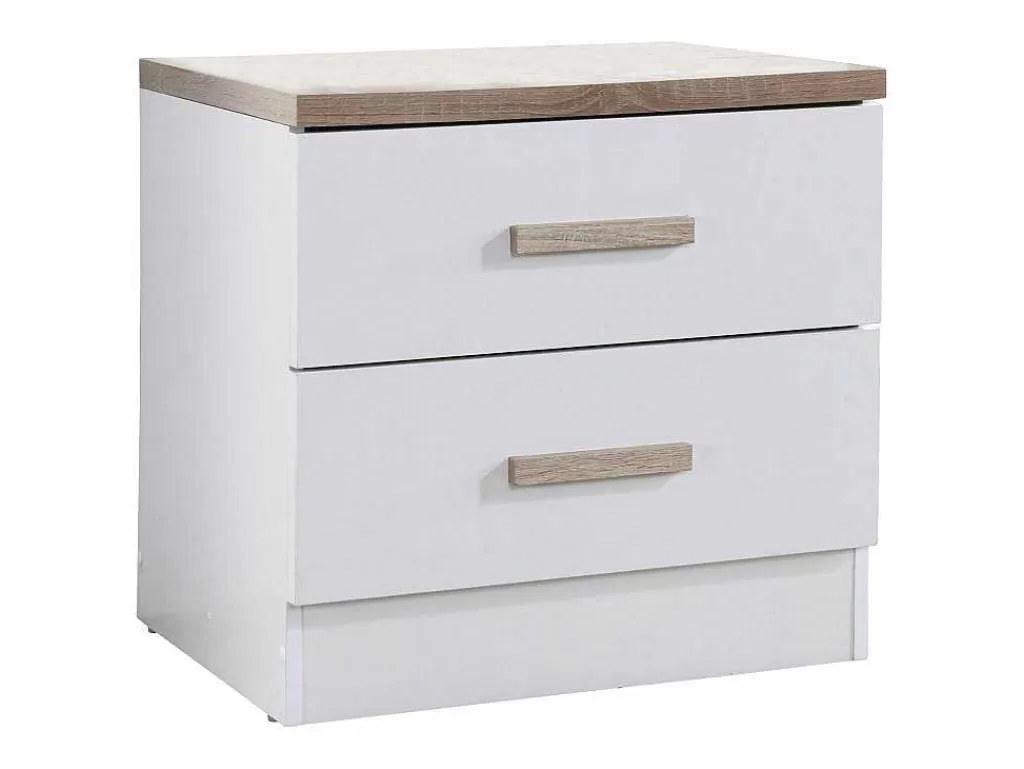 Móvel Para Quarto De Crianças*Vente-unique Conjunto De 2 Mesas De Cabeceira Com 2 Gavetas Branco E Natural - Skaido