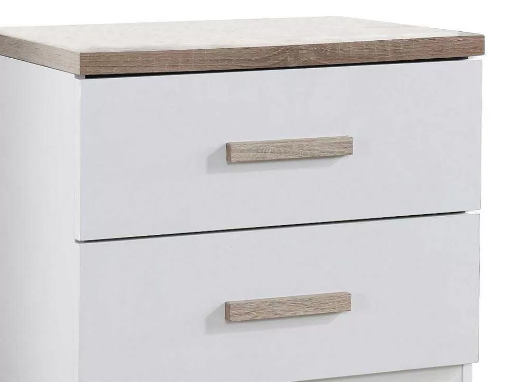 Móvel Para Quarto De Crianças*Vente-unique Conjunto De 2 Mesas De Cabeceira Com 2 Gavetas Branco E Natural - Skaido