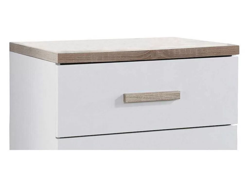 Móvel Para Quarto De Crianças*Vente-unique Conjunto De 2 Mesas De Cabeceira Com 2 Gavetas Branco E Natural - Skaido