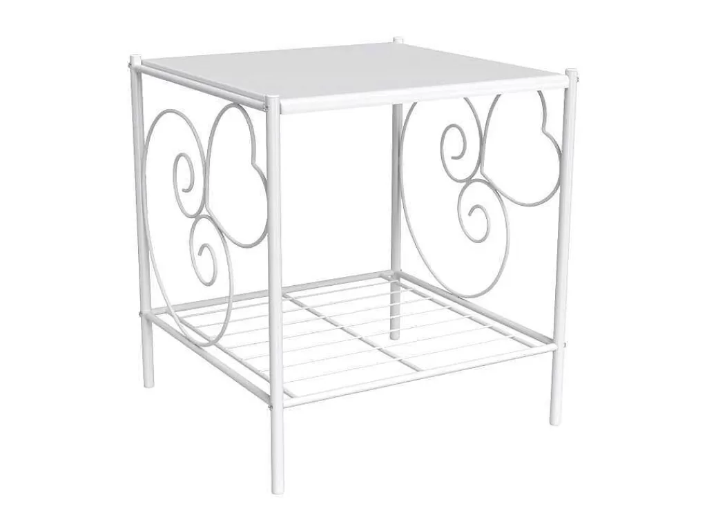 Mesa De Cabeceira*Vente-unique Conjunto De 2 Mesas De Cabeceira Romanticas, 1 Prateleira, Metal Branco - Vivian