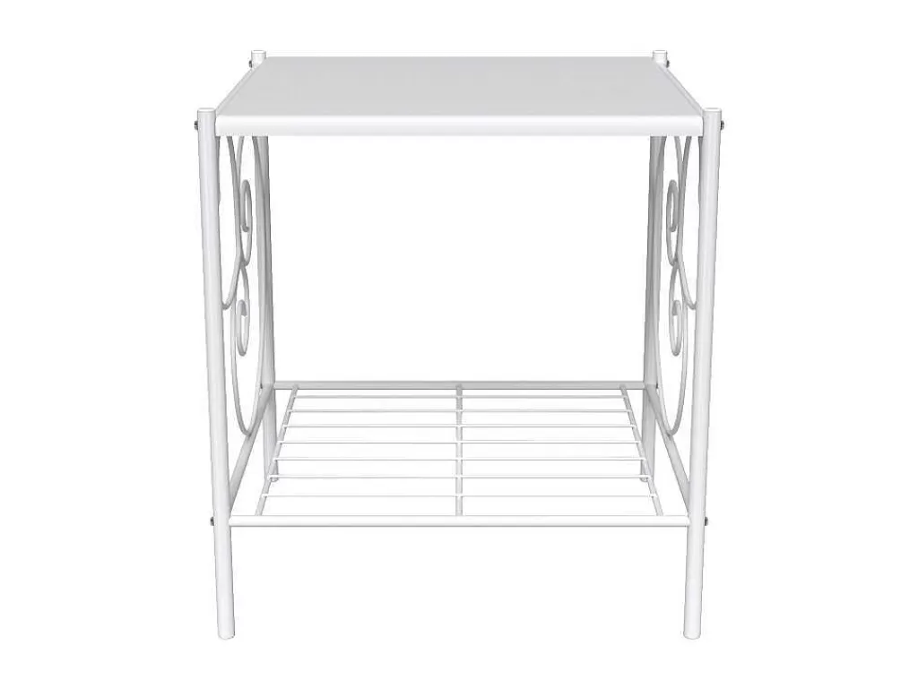 Mesa De Cabeceira*Vente-unique Conjunto De 2 Mesas De Cabeceira Romanticas, 1 Prateleira, Metal Branco - Vivian