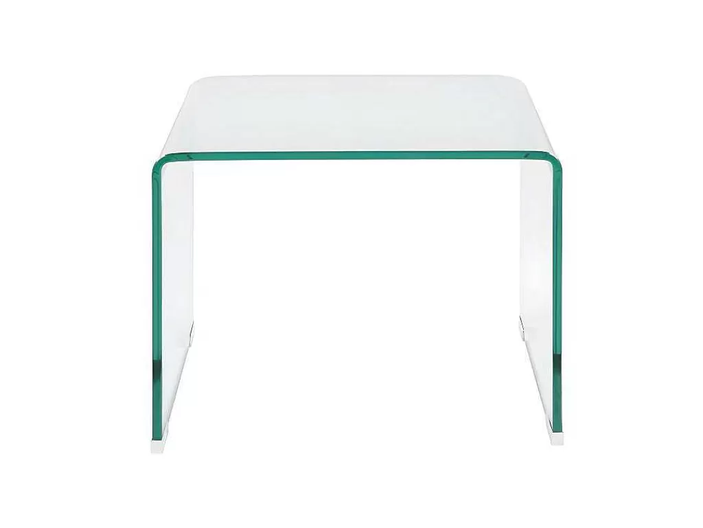 Mesa De Cabeceira*Vente-unique Conjunto De 2 Mesas De Cabeceira, Vidro Temperado Curvo - Suzana