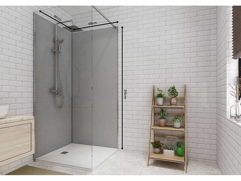 Painel De Parede Para Duche*Shower & Design Conjunto De 2 Paineis De Parede De Casa De Banho Com Perfis Incluidos De 2X L. 90 X A. 210 Cm