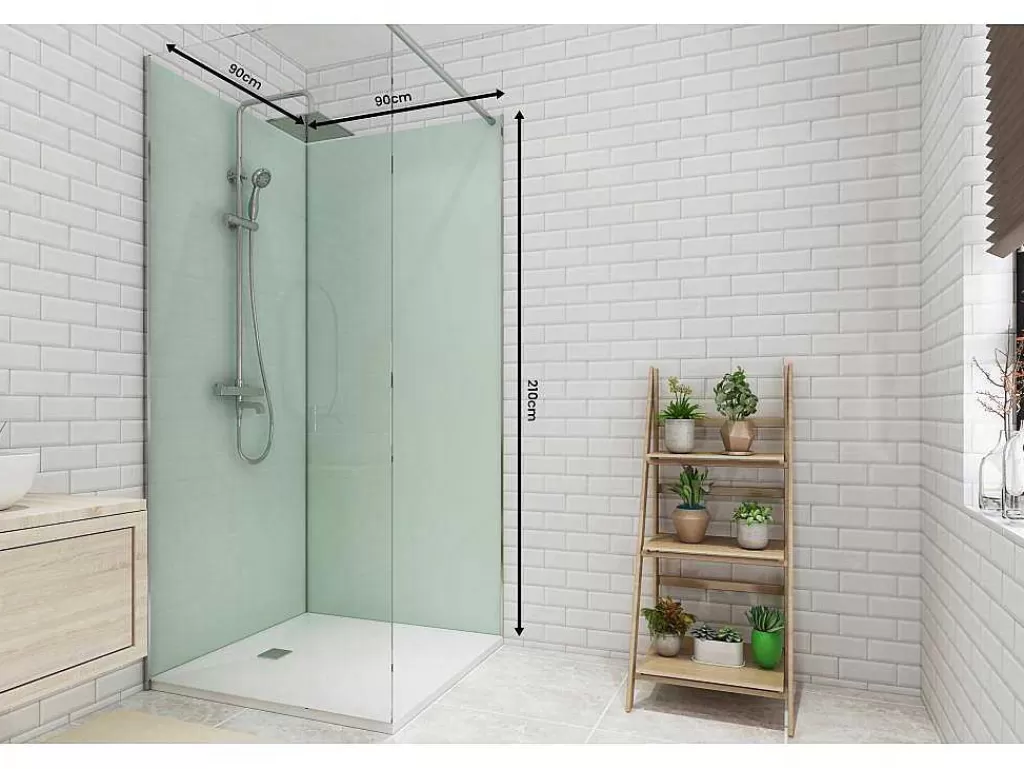 Painel De Parede Para Duche*Shower & Design Conjunto De 2 Paineis De Parede De Casa De Banho Com Perfis Incluidos De 2X L. 90 X A. 210 Cm