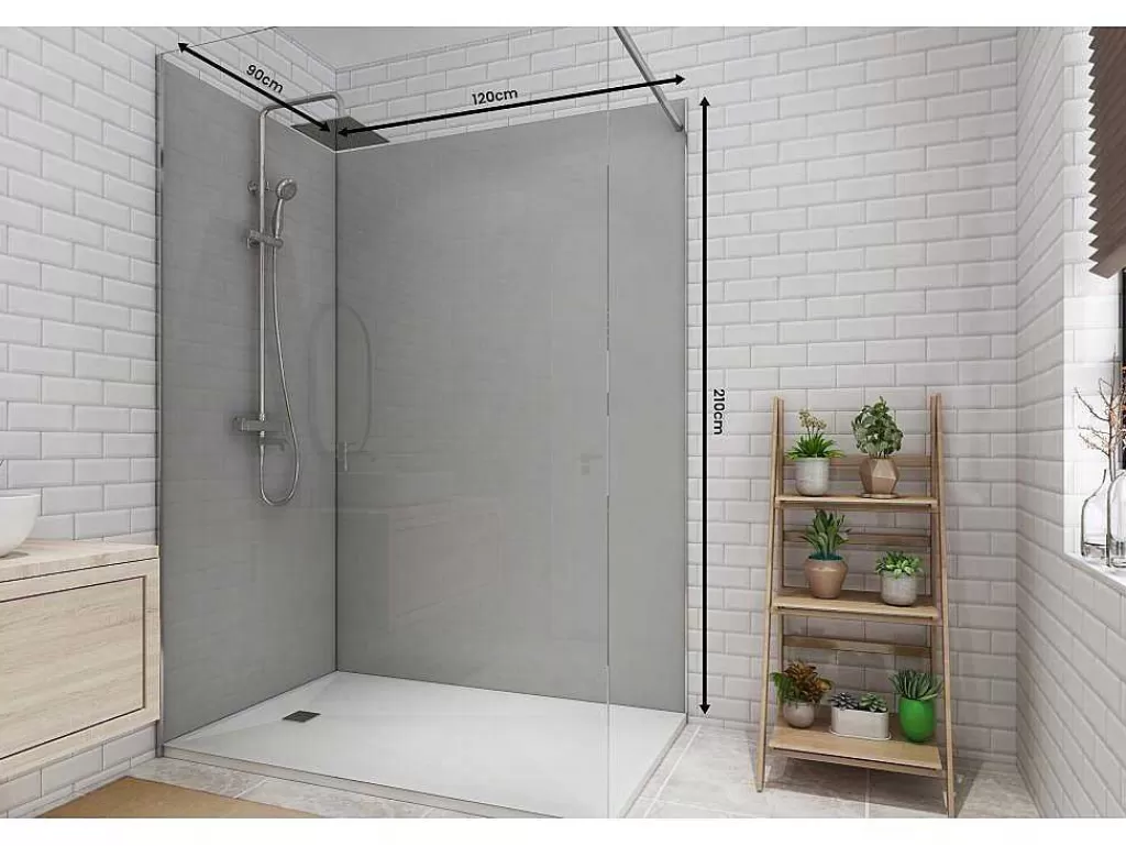 Painel De Parede Para Duche*Shower & Design Conjunto De 2 Paineis De Parede De Casa De Banho Com Perfis Incluidos De C. 90 X L. 120 X A. 210 Cm