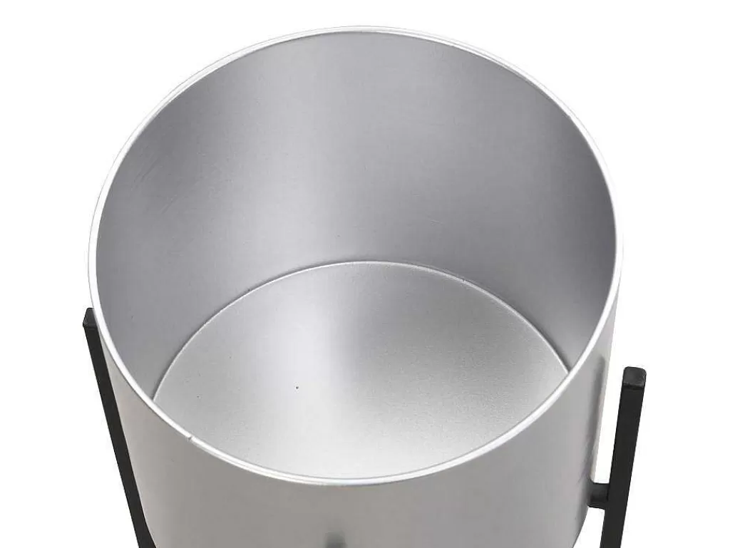Objeto De Decoração Interior*OZAIA Conjunto De 2 Vasos Decorativos Com Pe Em Metal D25Xa39 Cm E D23Xa35,5 Cm Prateado E Preto - Edmee