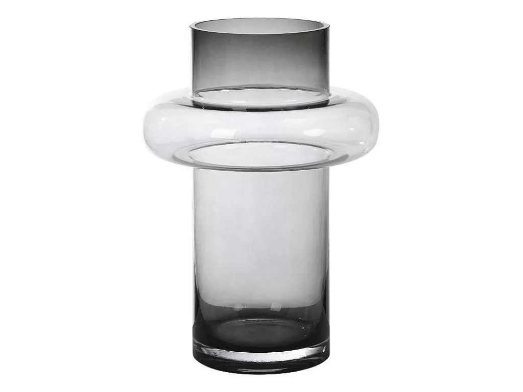 Objeto De Decoração Interior*OZAIA Conjunto De 2 Vasos Em Vidro De Cor A. 25 E A. 30 Cm Vidro Cinzento Fumado - Valoit