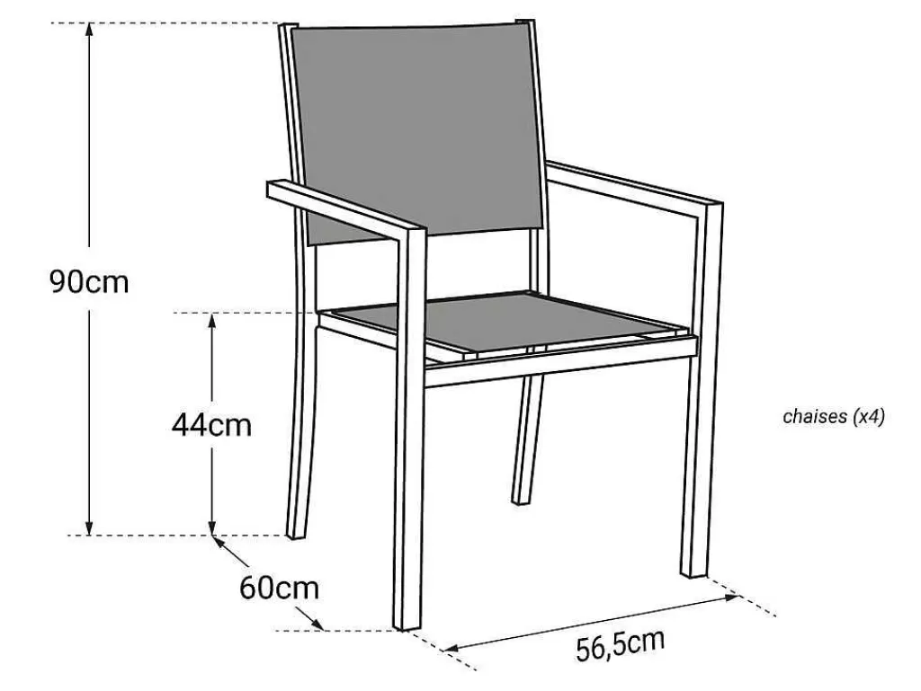 Conjunto Mesa E Cadeiras De Jardim*Happy Garden Conjunto De 4 Cadeiras De Aluminio Em Tons - Têxtilene Taupe