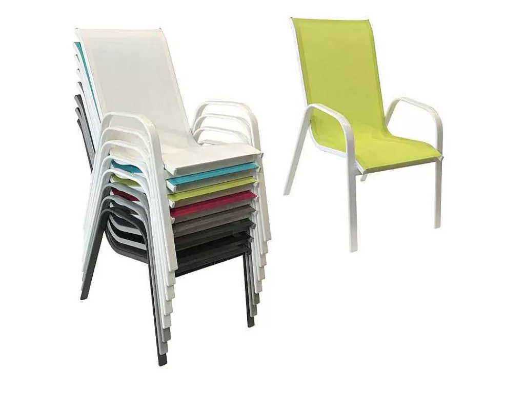 Conjunto Mesa E Cadeiras De Jardim*Happy Garden Conjunto De 4 Cadeiras Marbella Em Têxtilene Verde - Aluminio Branco