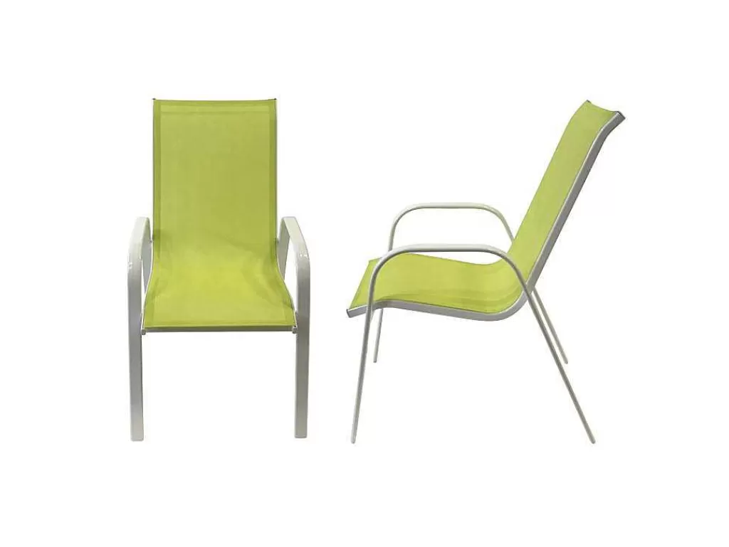 Conjunto Mesa E Cadeiras De Jardim*Happy Garden Conjunto De 4 Cadeiras Marbella Em Têxtilene Verde - Aluminio Branco