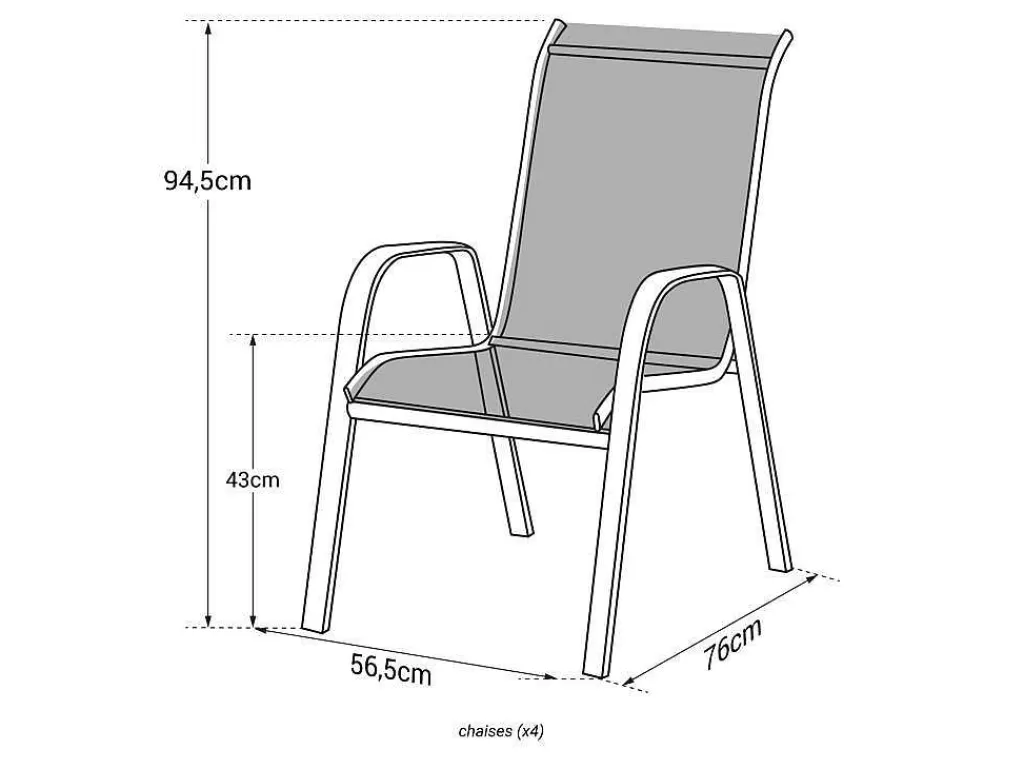 Conjunto Mesa E Cadeiras De Jardim*Happy Garden Conjunto De 4 Cadeiras Marbella Em Têxtilene Verde - Aluminio Branco