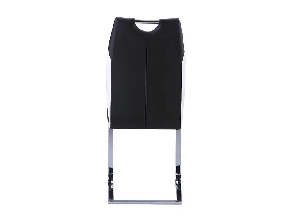 Cadeira*Vente-unique Conjunto De 4 Cadeiras Winch - Pele Sintética Preto E Branco - Pés Em Metal Cromado