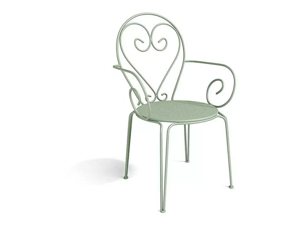Conjunto Mesa E Cadeiras De Jardim*MYLIA Conjunto De 4 Cadeiroes De Jardim Empilhaveis Em Metal Estilo Ferro Forjado Cor Verde Amendoa - Guermantes