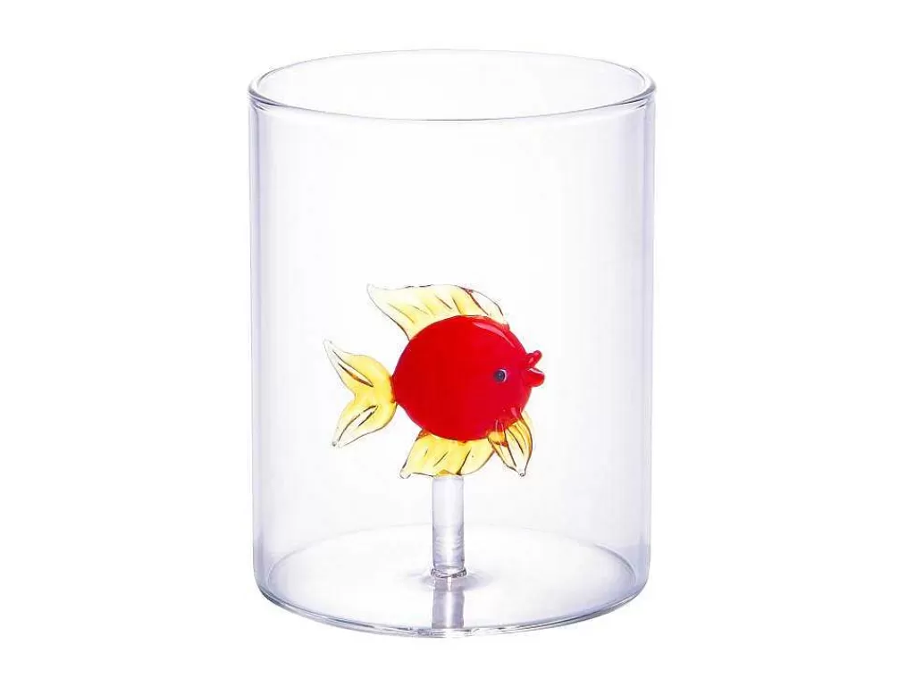 Louça E Utensílios De Cozinha*OZAIA Conjunto De 4 Copos Animais, Vidro Soprado Transparente E Vermelho D7,5 X A9,5 Cm - Apuna