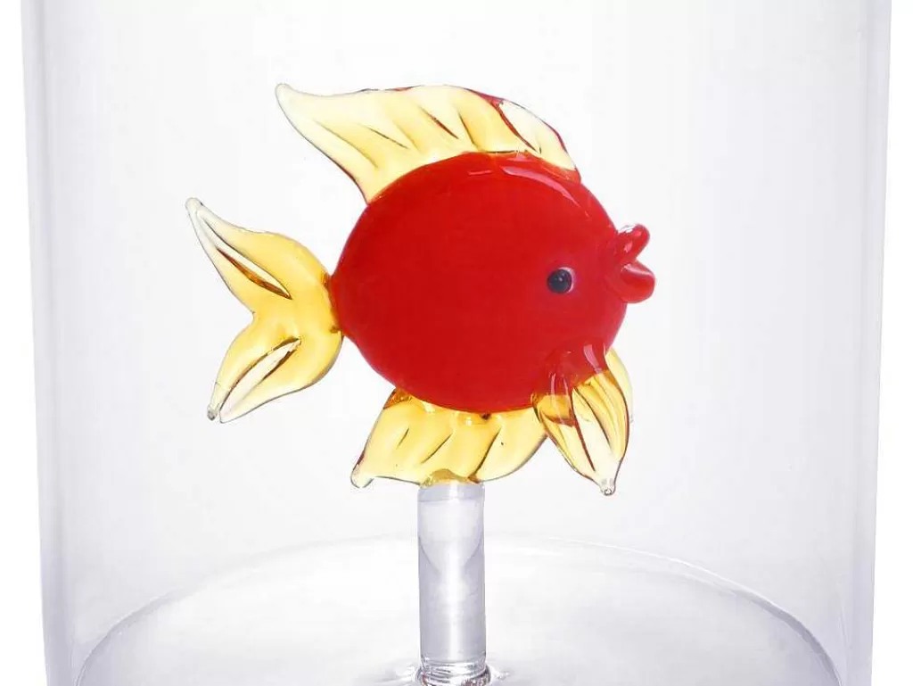 Louça E Utensílios De Cozinha*OZAIA Conjunto De 4 Copos Animais, Vidro Soprado Transparente E Vermelho D7,5 X A9,5 Cm - Apuna