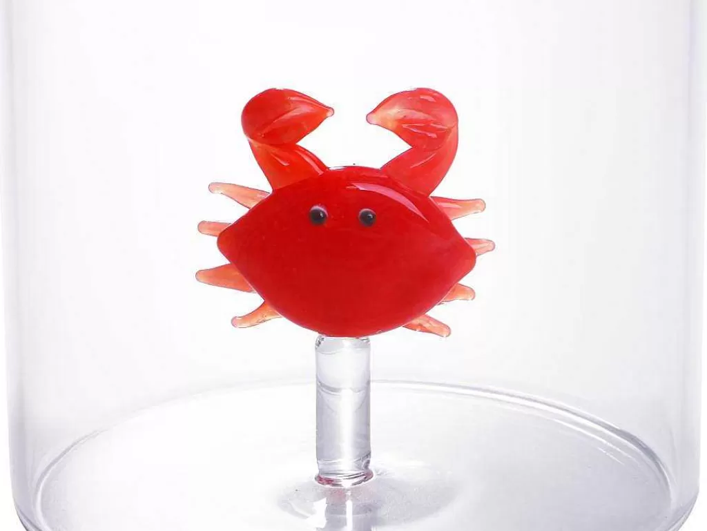 Louça E Utensílios De Cozinha*OZAIA Conjunto De 4 Copos Animais, Vidro Soprado Transparente E Vermelho D7,5 X A9,5 Cm - Apuna