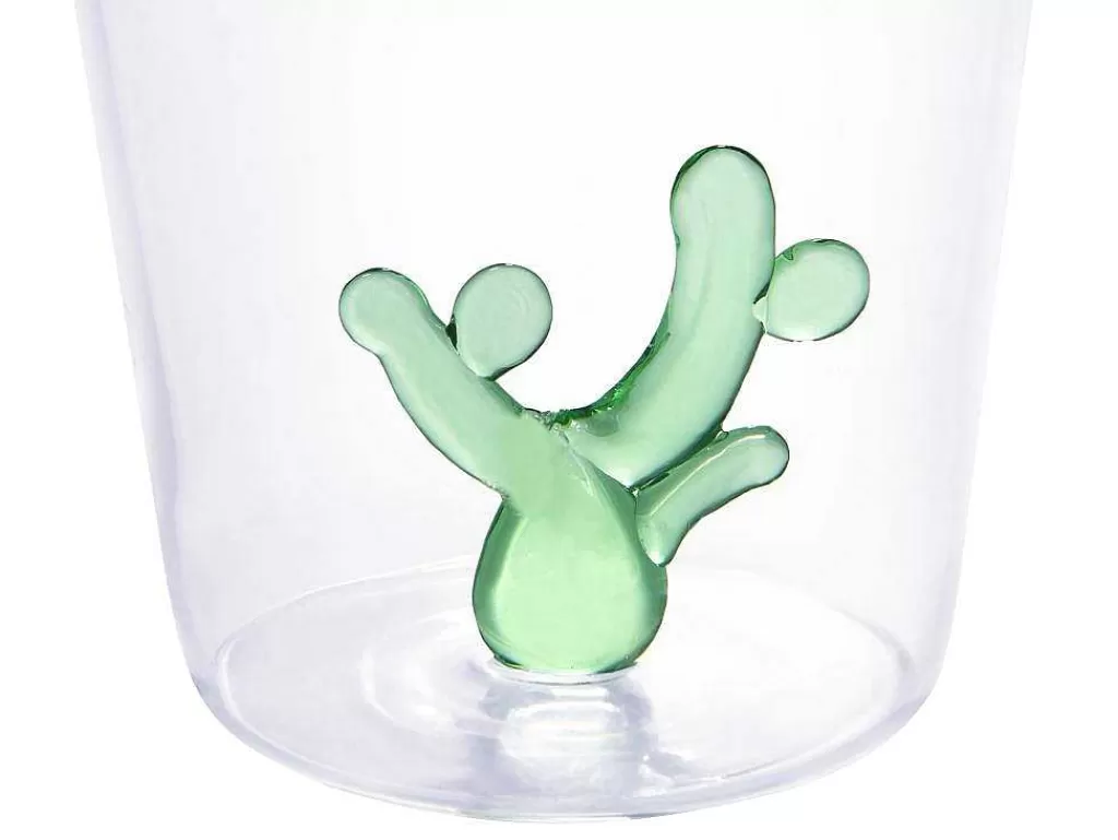 Louça E Utensílios De Cozinha*OZAIA Conjunto De 4 Copos Com Cactos Transparente E Verde D.8 X A.10 Cm - Puntia
