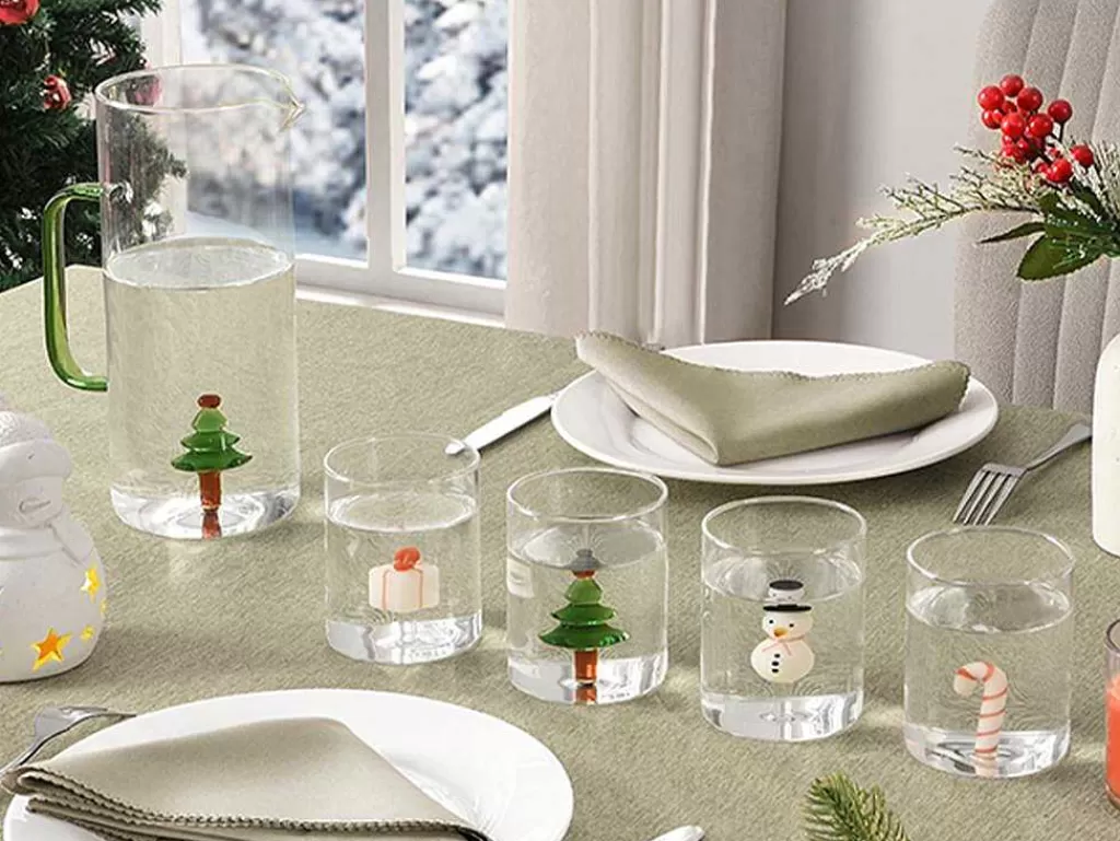 Louça E Utensílios De Cozinha*OZAIA Conjunto De 4 Copos Com Motivos De Natal D.7,5 X A.9,5 Cm - Scopa
