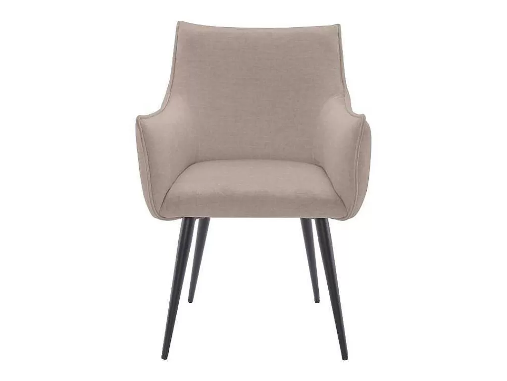 Promoções Sala*Vente-unique Conjunto De 6 Cadeiras Com Apoio De Bracos Tecido E Metal Preto, Cor Bege - Odilona