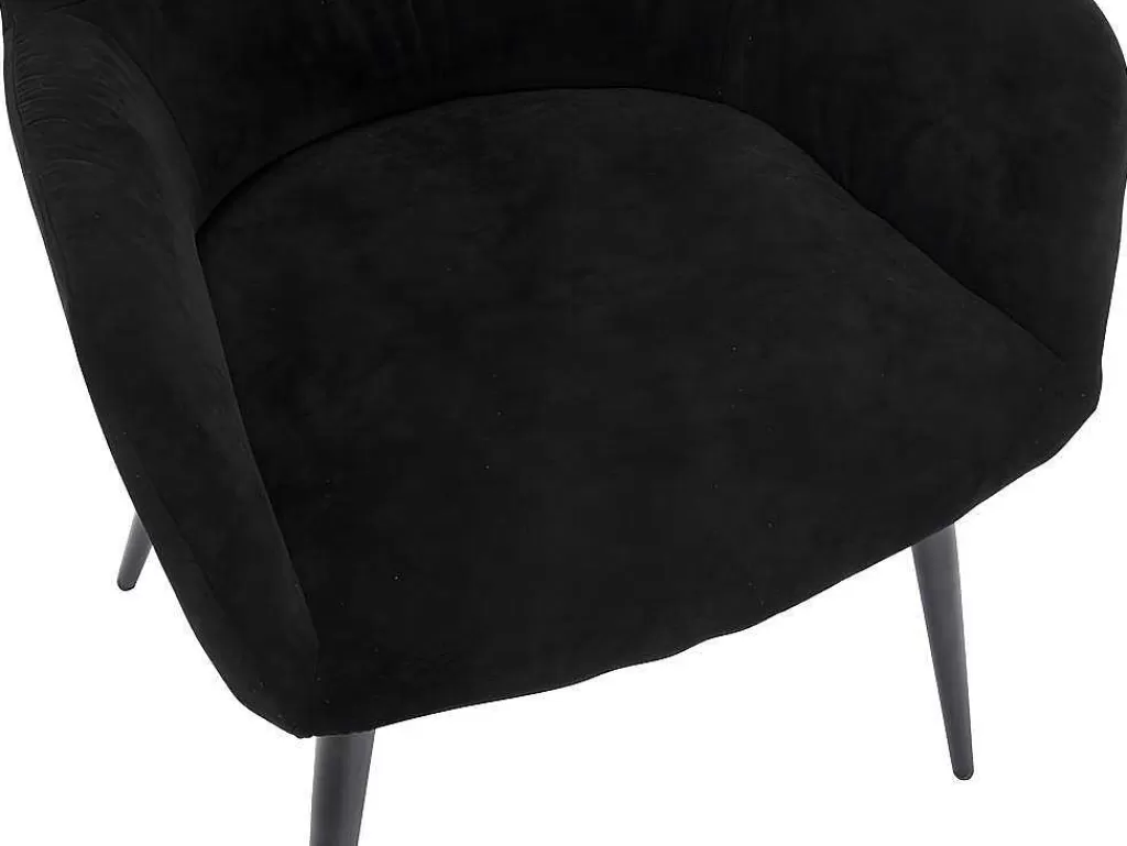 Cadeira*Vente-unique Conjunto De 6 Cadeiras Com Apoios De Bracos Em Tecido E Metal Preto - Heka