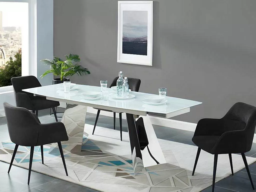 Cadeira*Vente-unique Conjunto De 6 Cadeiras Com Apoios De Bracos Em Tecido E Metal Preto - Heka