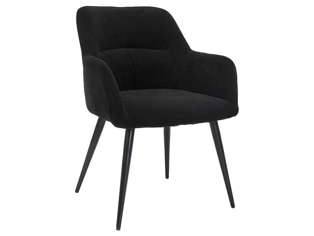 Cadeira*Vente-unique Conjunto De 6 Cadeiras Com Apoios De Bracos Em Tecido E Metal Preto - Heka