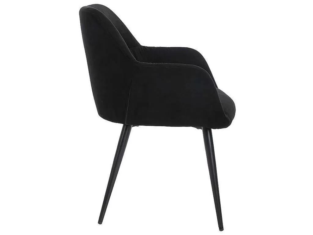 Cadeira*Vente-unique Conjunto De 6 Cadeiras Com Apoios De Bracos Em Tecido E Metal Preto - Heka
