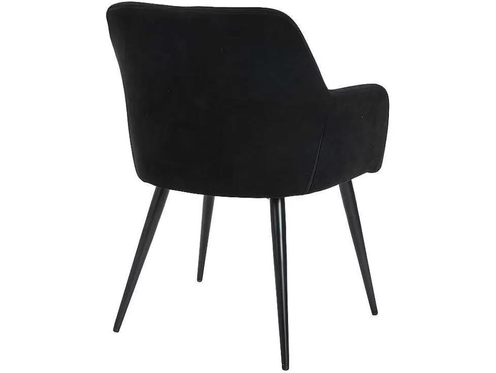 Cadeira*Vente-unique Conjunto De 6 Cadeiras Com Apoios De Bracos Em Tecido E Metal Preto - Heka