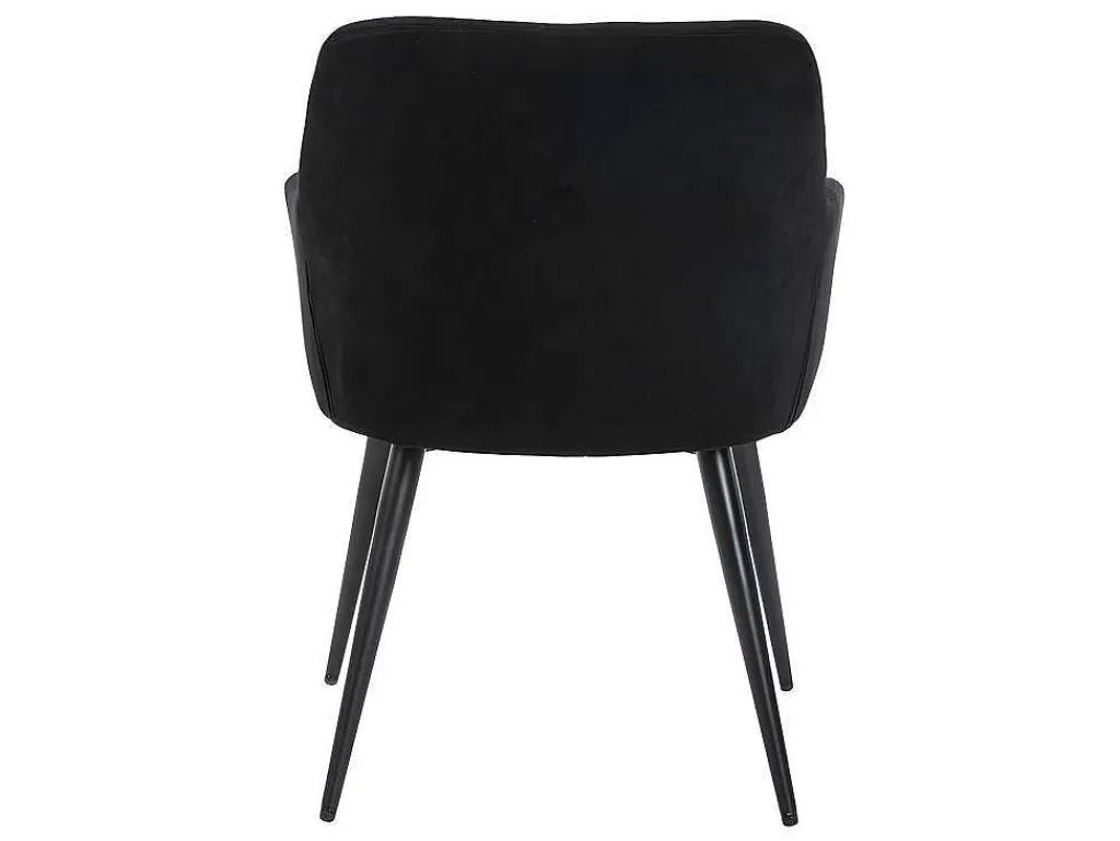 Cadeira*Vente-unique Conjunto De 6 Cadeiras Com Apoios De Bracos Em Tecido E Metal Preto - Heka